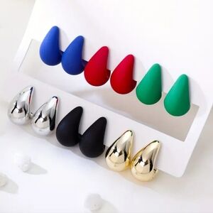 #5 6 Pairs Of Teardrop Earrings, Stainless Steel Hooks